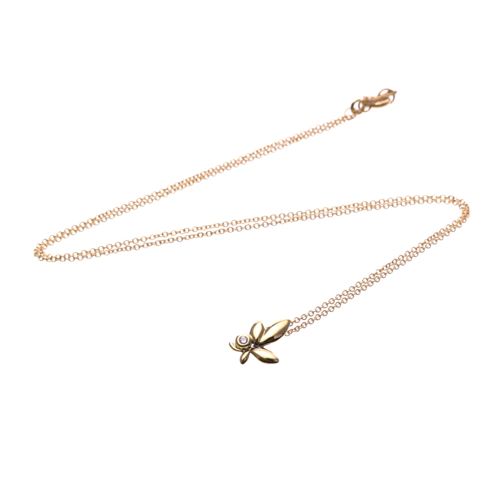 Tiffany & Co. Paloma Picasso Olive Leaf Pendant 18K Rose Gold with Diamond Mini